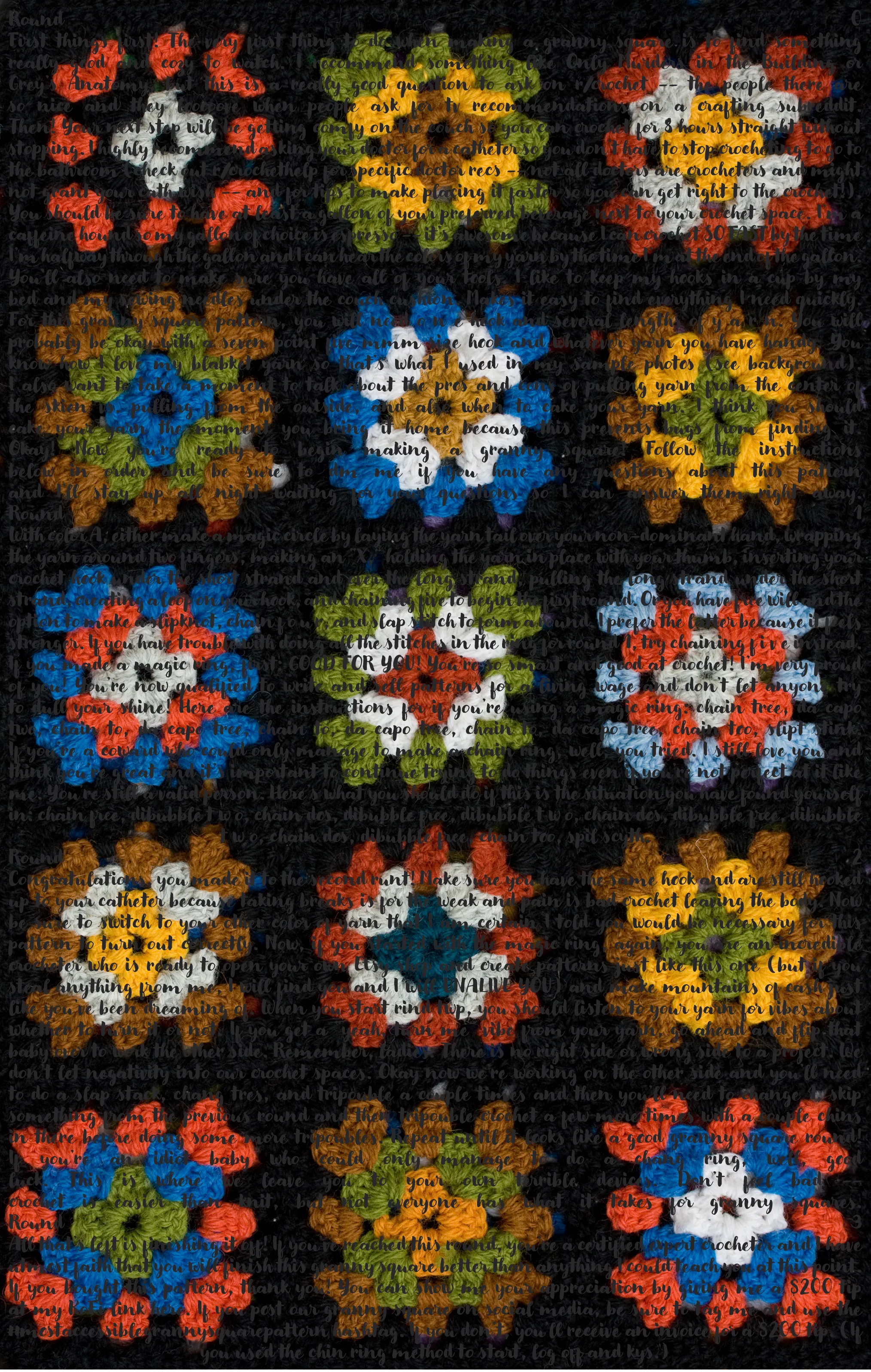 the most accessible granny square pattern you'll ever see (png only, printing not allowed)