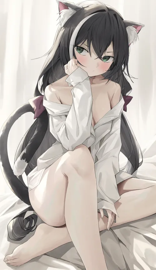 Karyl in just a dress shirt