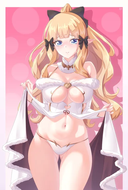 Saren in a skimpy white outfit