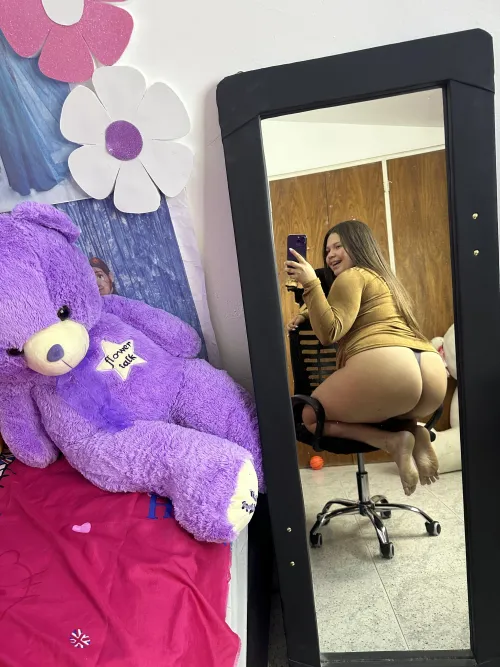 butt selfie featuring mr teddy