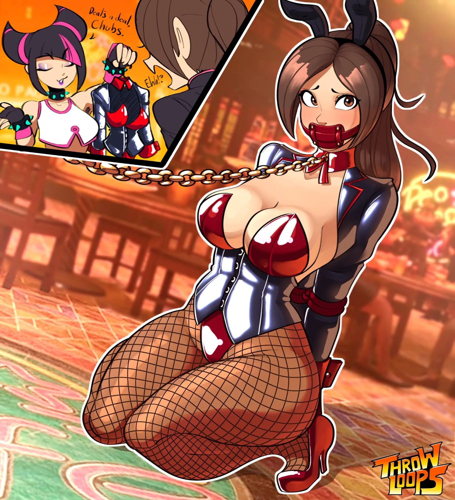 Juri won the set, so Mai has to pay the bet (ThrowLoops) [Fatal Fury, Street Fighter]