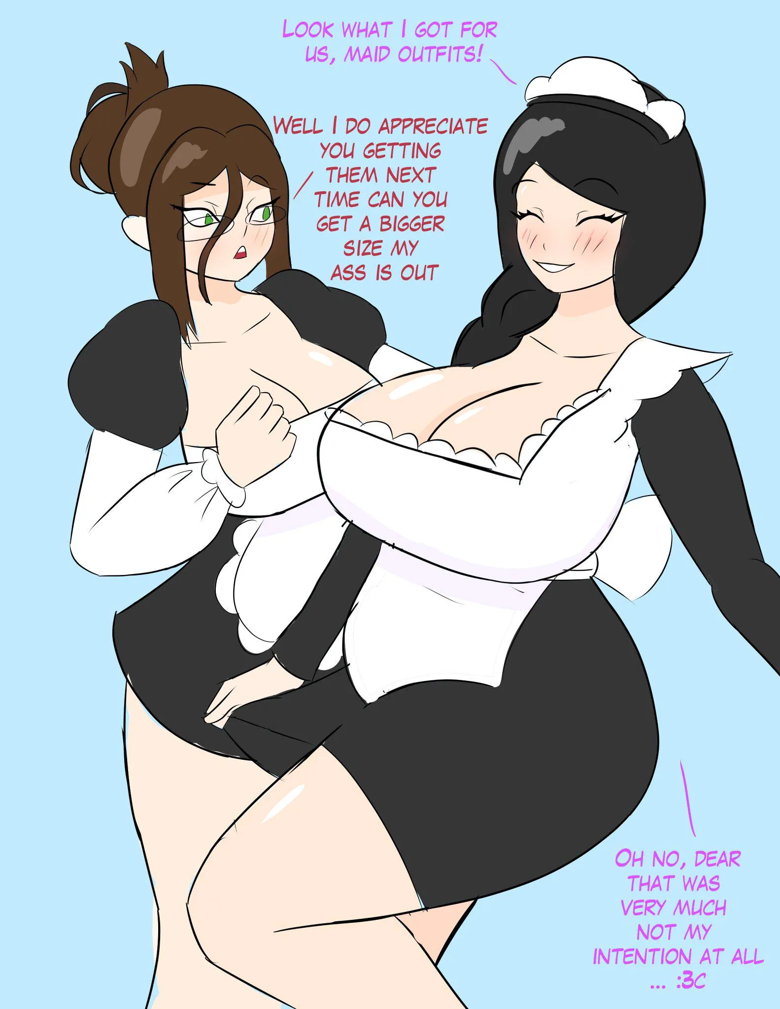 Quick colored sketch of 2 maid moms