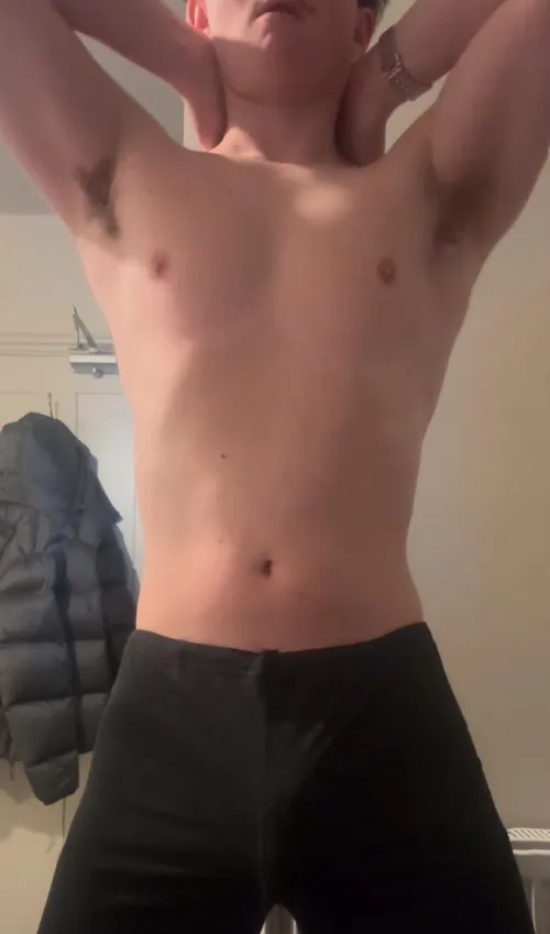 Showing off my sweaty pits. If only you could smell my musk rn