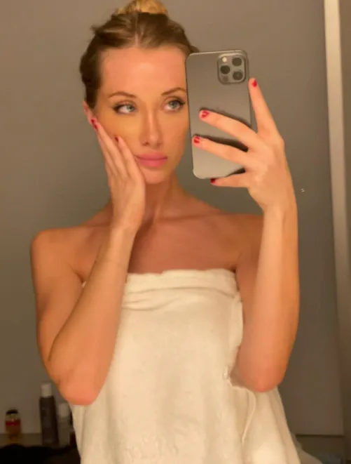 Feeling pretty and fresh after shower.