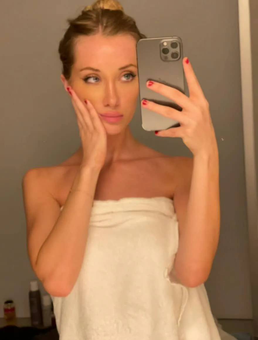 Feeling pretty and fresh after shower.