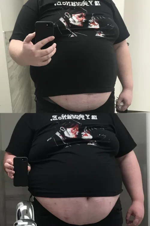 I tried on this shirt again and I’m loving my progress. 🤤🥵