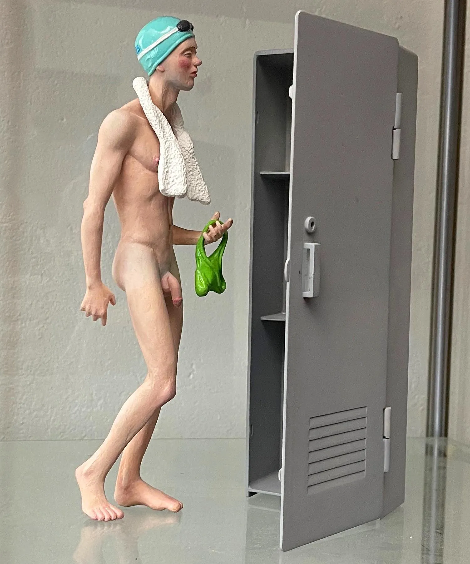 Sculpture I made “Francis” with a customized/repainted Barbie locker.