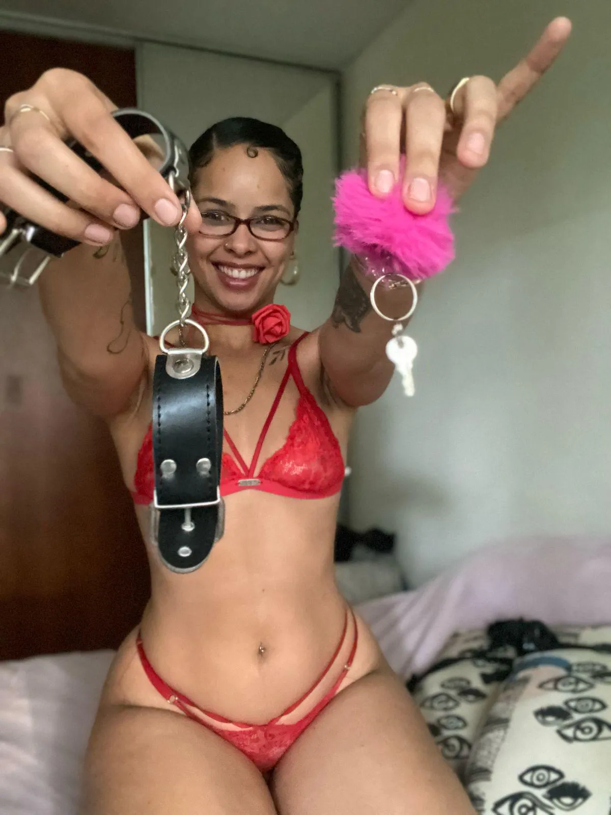 Caged cuckold on your knees waiting to clean with your tongue what my man cums