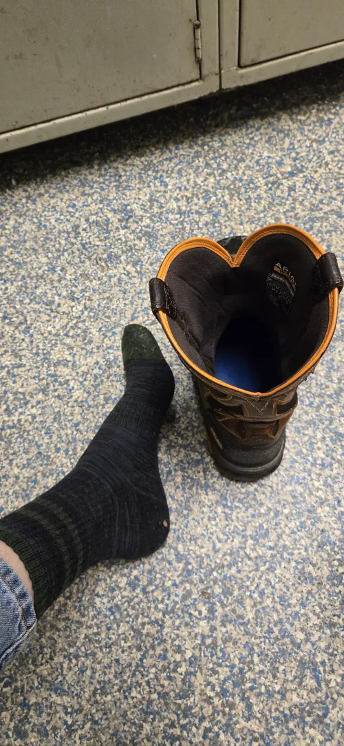 Offshore blue collar worker sweaty socks