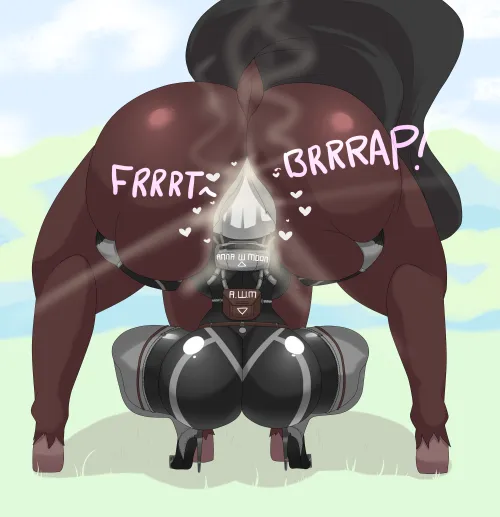 Sucking down horse farts like a good little horse cleaner :3