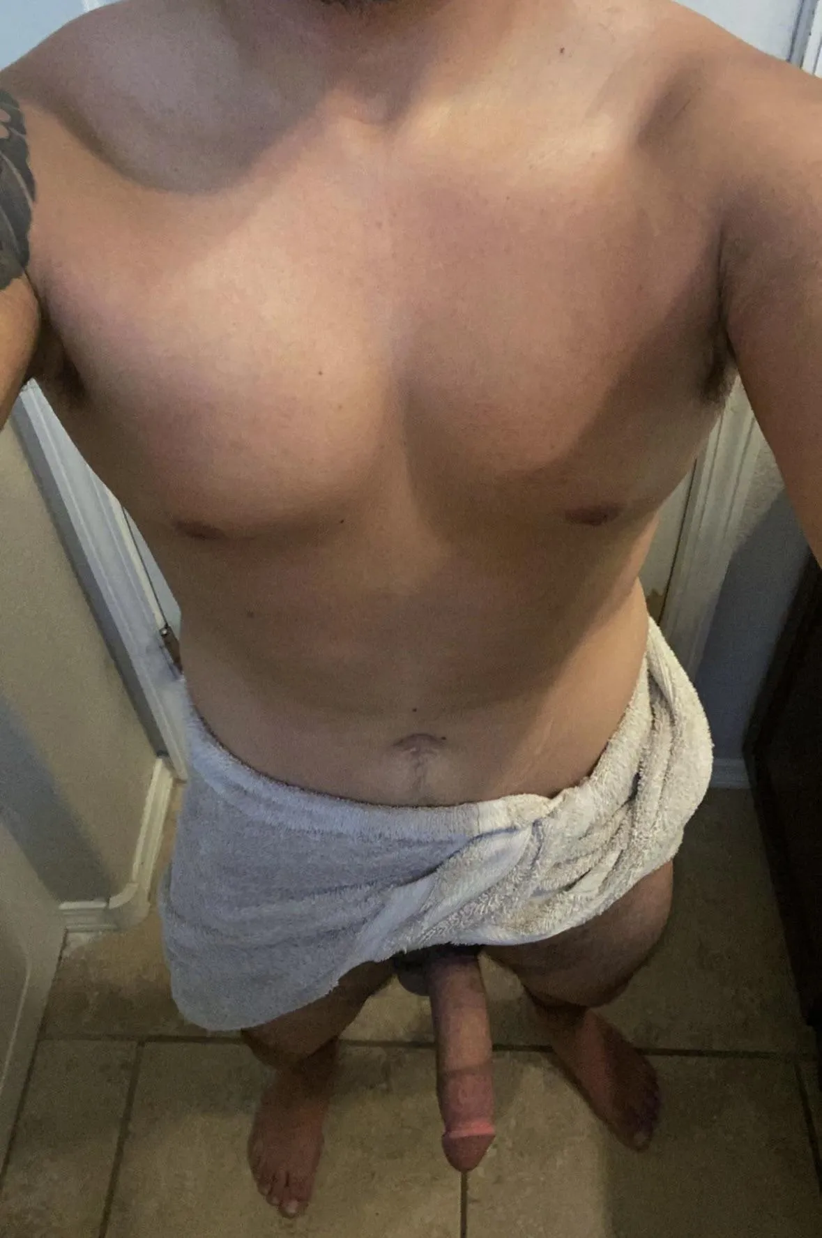 Towel’s barely holding on. Mouth’s quiet. Inbox open.