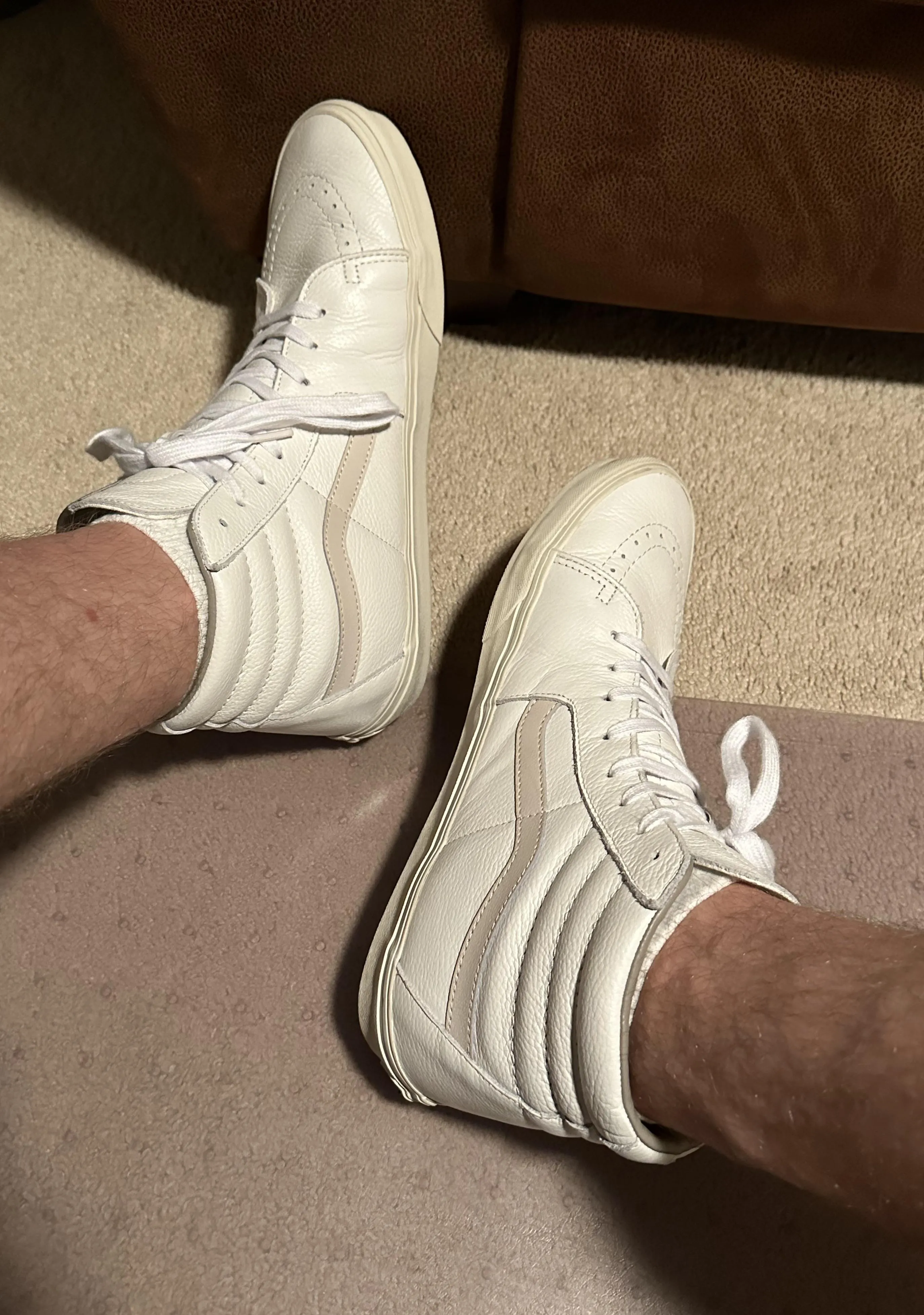 Love my leather vans with white Nike socks
