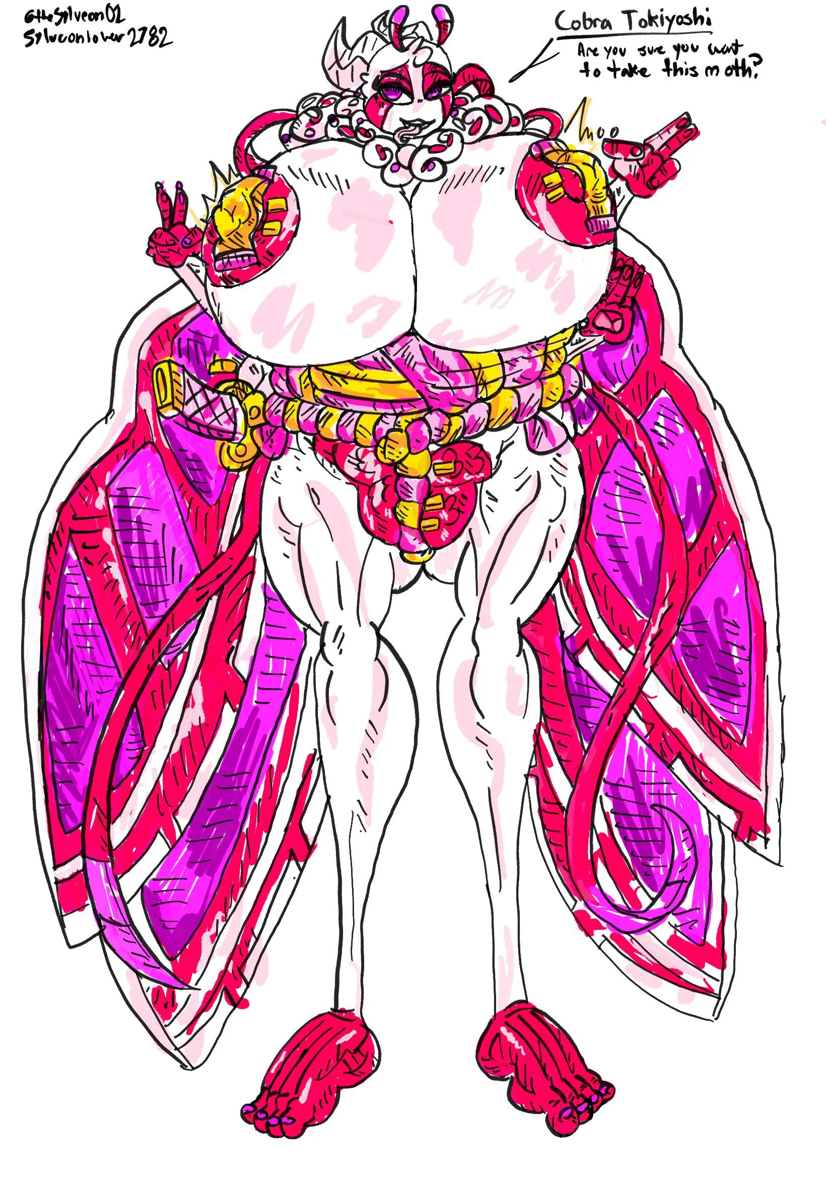 I’m Posting my Sakuroma like ocs, her names Tokiyoshi Cobra, she’s a moth samurai with no armor, loves flirting & candy!