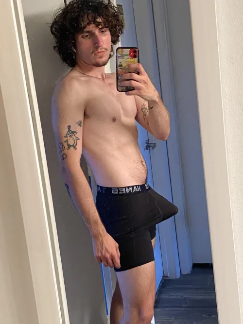 Boner in boxer briefs