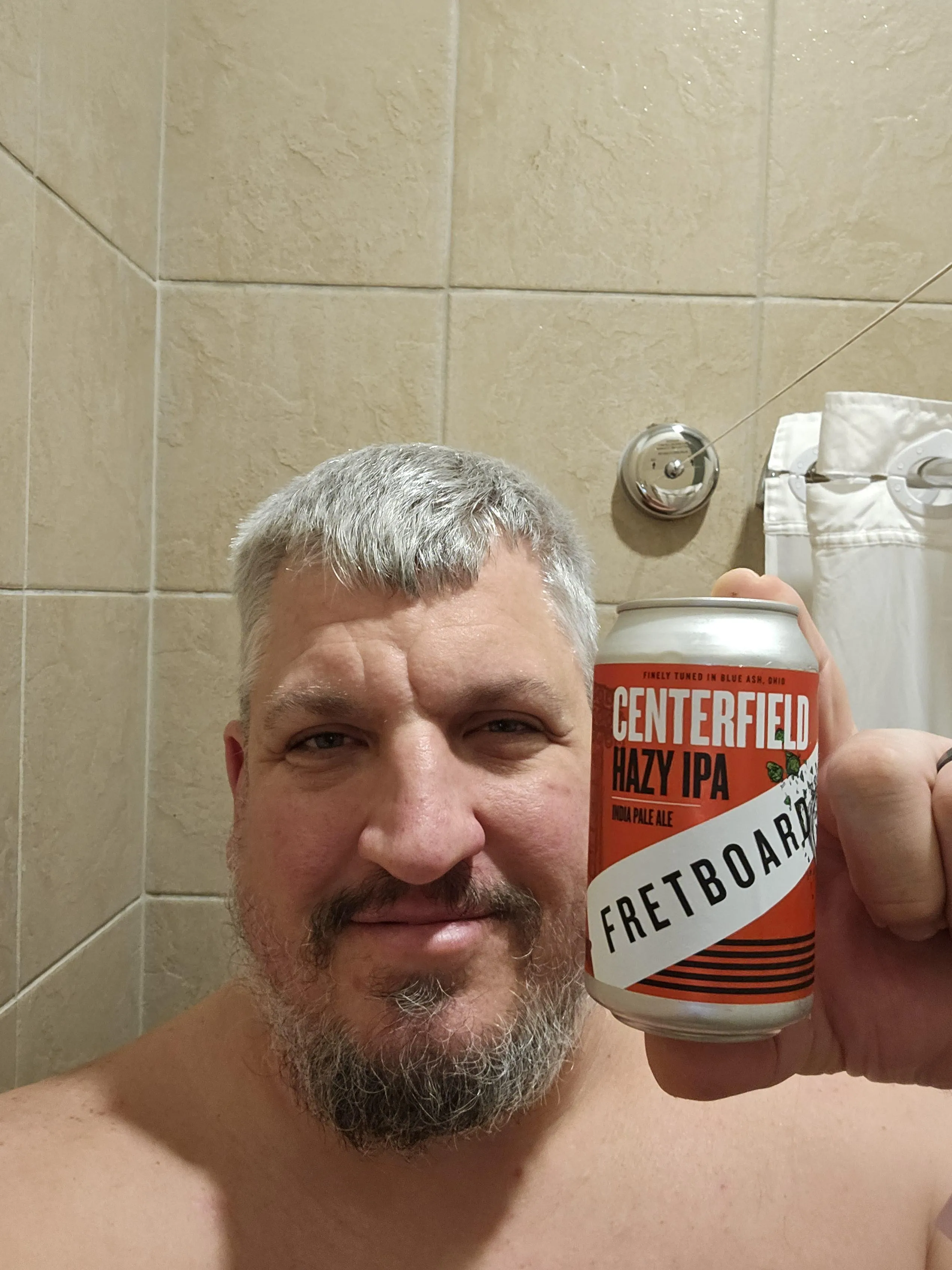 A shower beer while on vacation, Fretboard Brewing Centerfold Hazy IPA