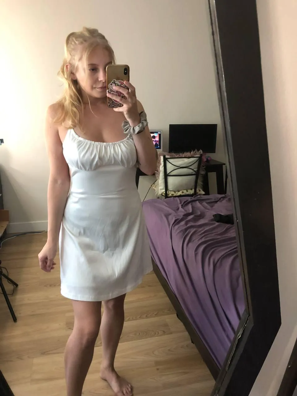 checking the outfit before our date