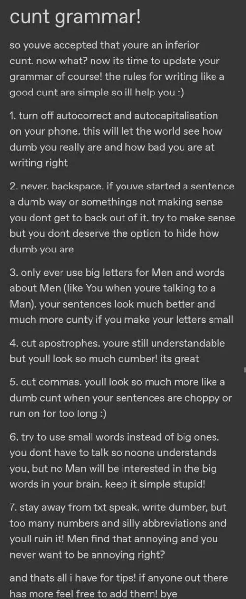 Do you think following grammar rules like those is a must for a bimbo? What rules would you add?