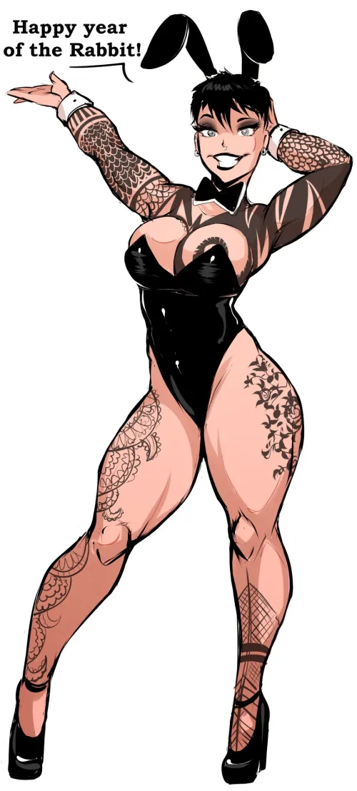 Goth bunny girl (art by AleksandrGAV)