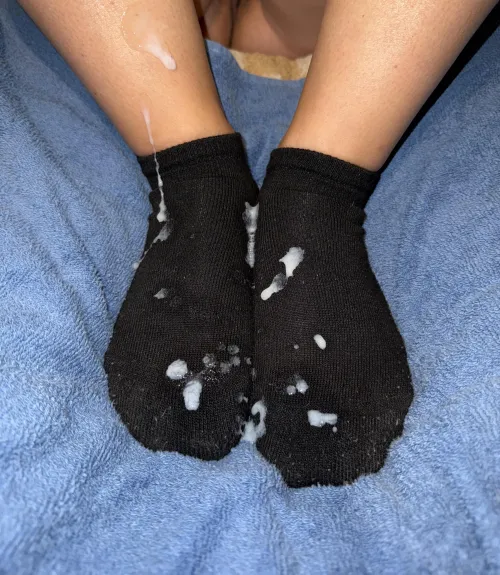 He made a mess on my black ankle socks