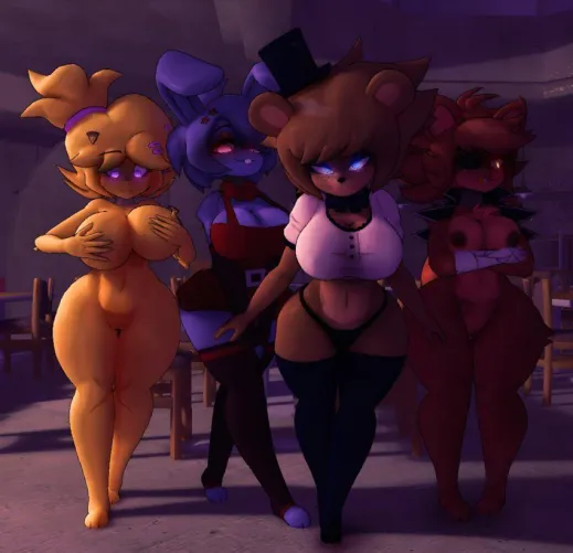 [FFFF4M] playing some Animatronic bimbos for some hung pervs`