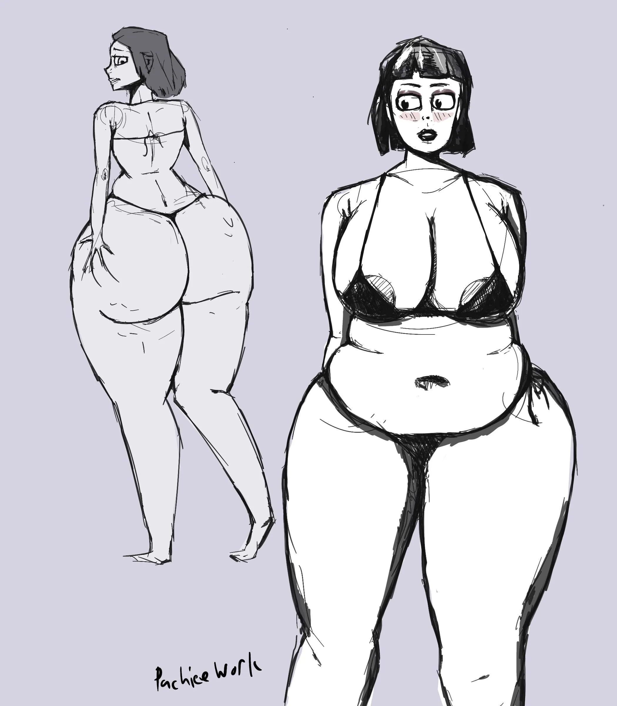 Just sketching some plump girls tonight. (by me)