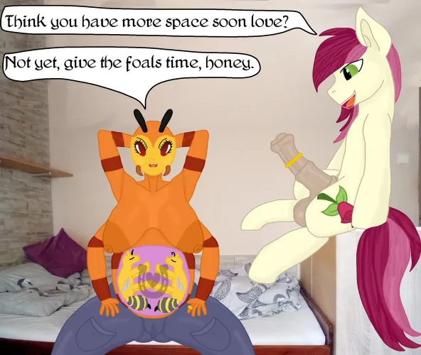 This is how bee-ponies are made. You get a bee and an earth pony in a relationship. Cock ring for marrige is a must. (OC) [FM]