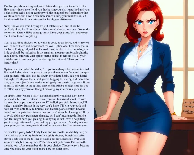 Your boss has three options for you [AI Image] (punishment81 on ImageFap)