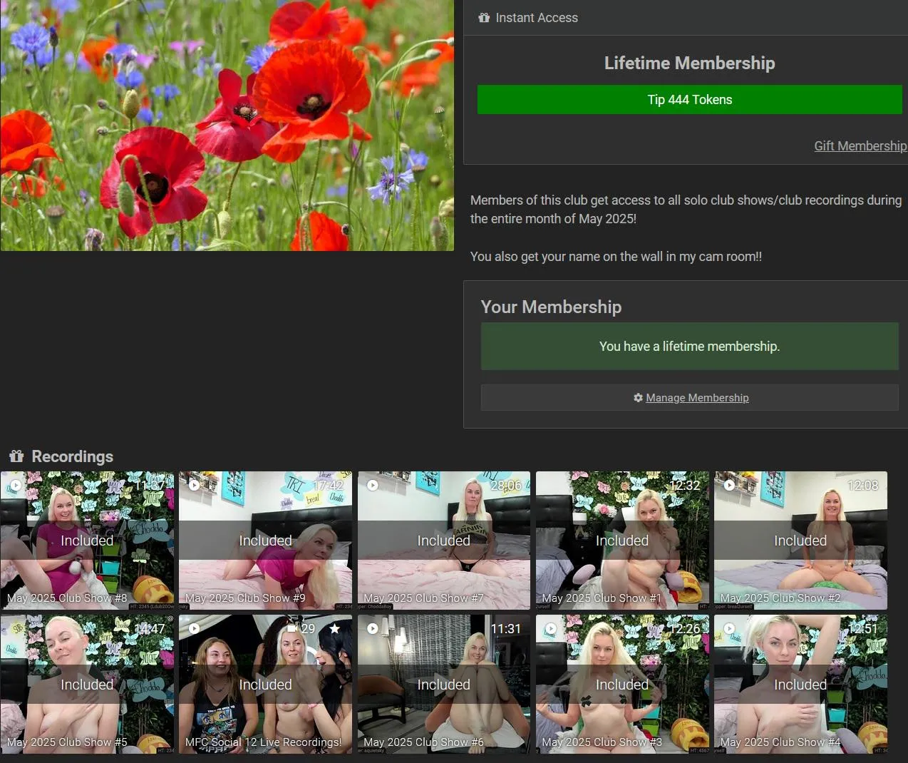 Last day to get into the May Flowers Club and get all these Club shows and any today