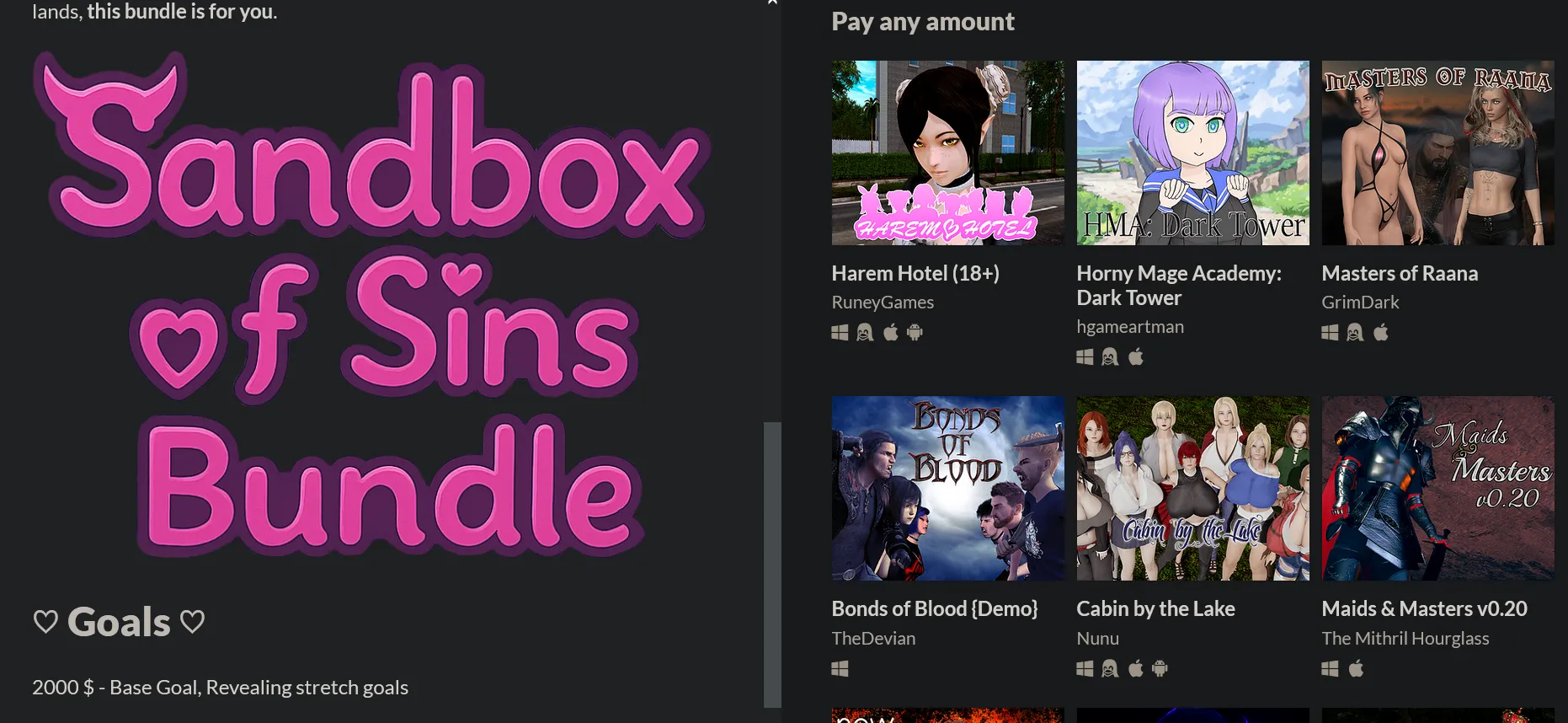 Sandbox of Sins Bundle is available! Download 30 games for free.