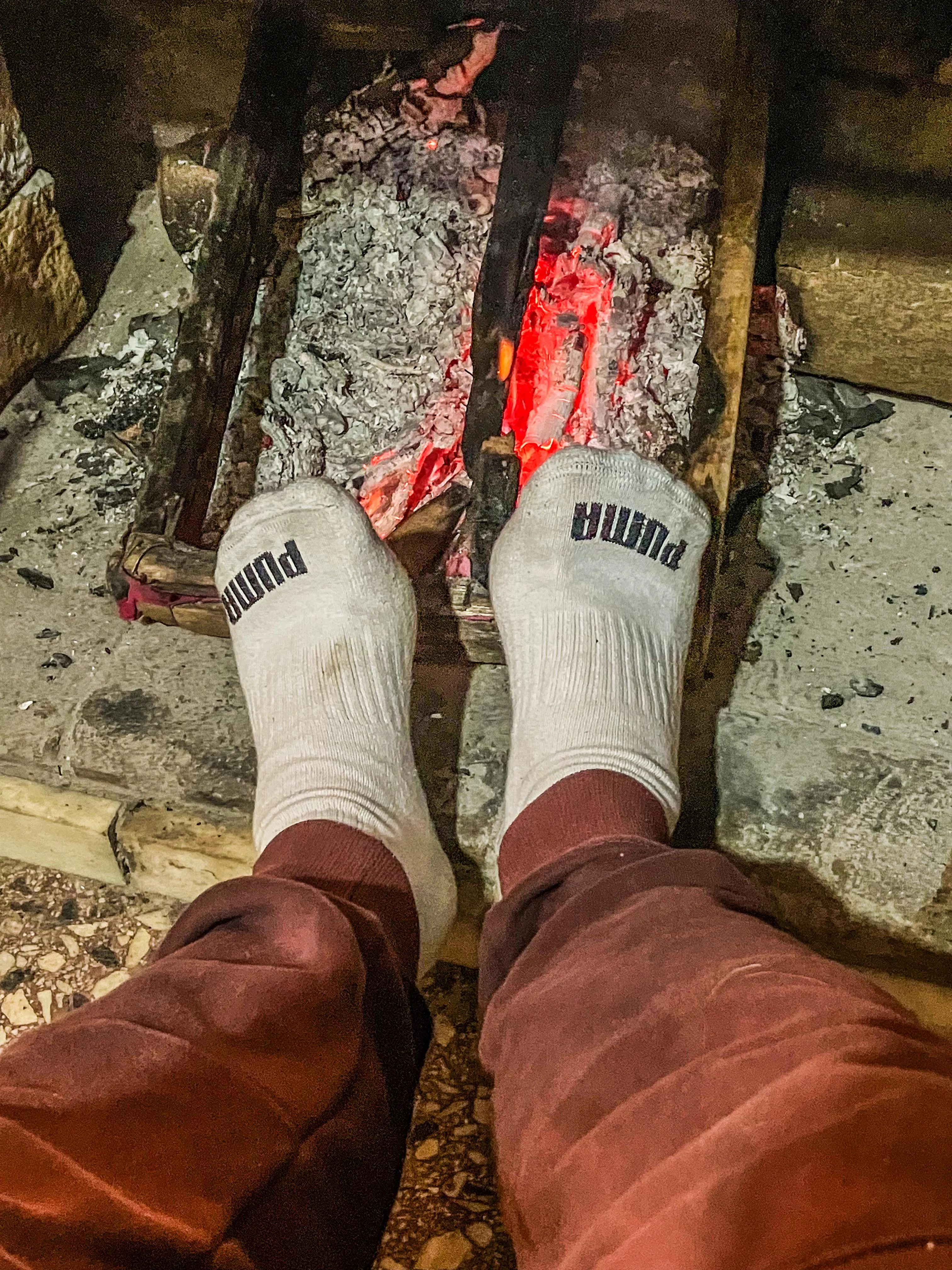 Warming the feet.