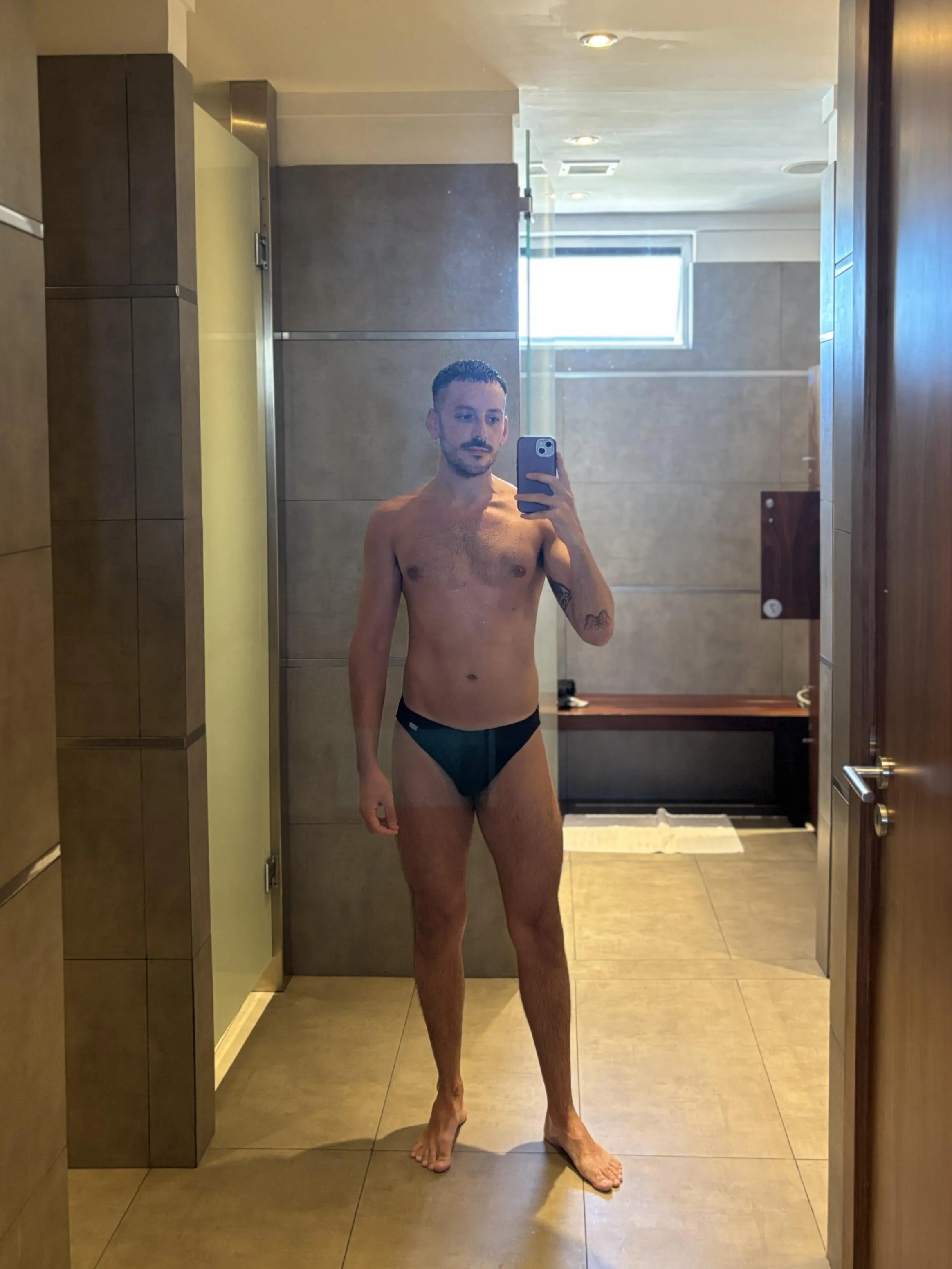 going to the showers
