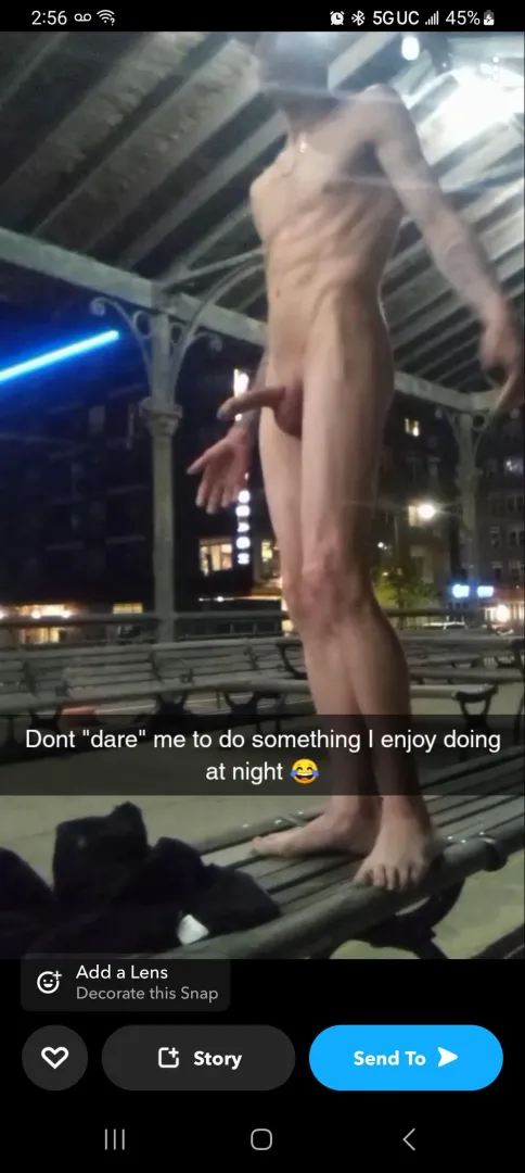 Naked on a main st beach at night