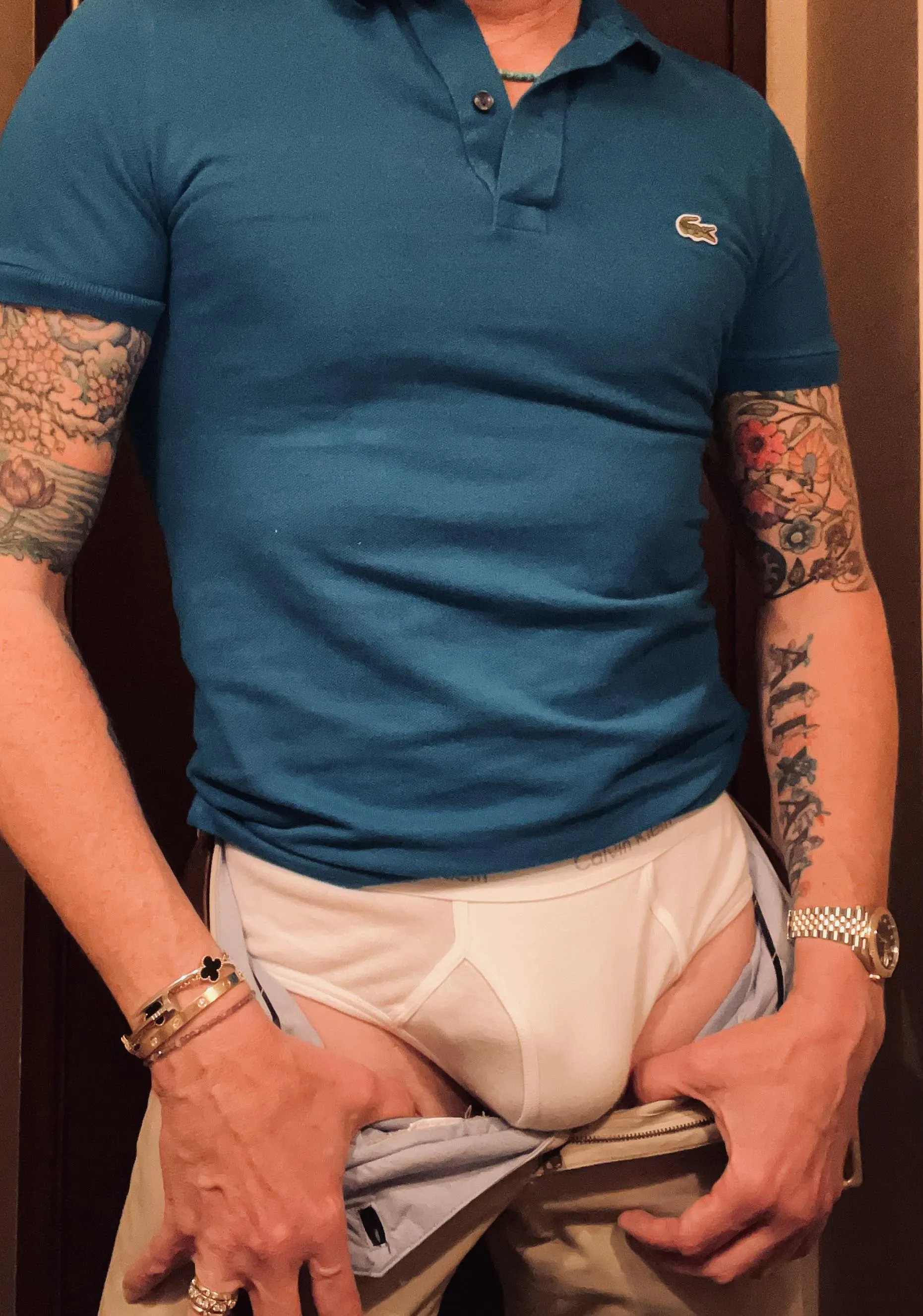 Polo khakis, CK briefs and Lacoste polo. Not a bad combo. :-)