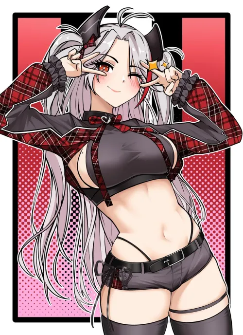bad girl prinz in the house doing peace signs: artist NotSushi