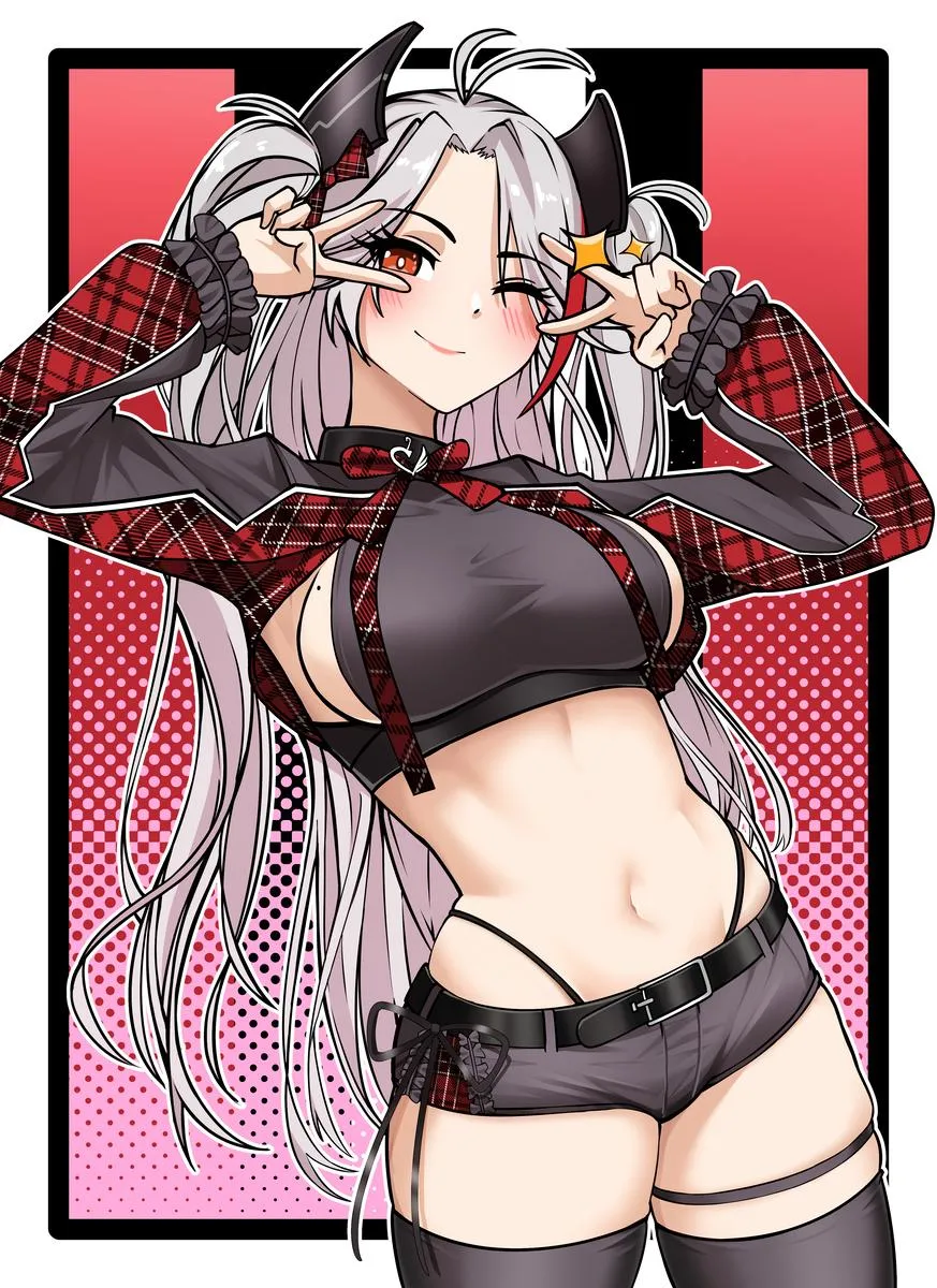 bad girl prinz in the house doing peace signs: artist NotSushi