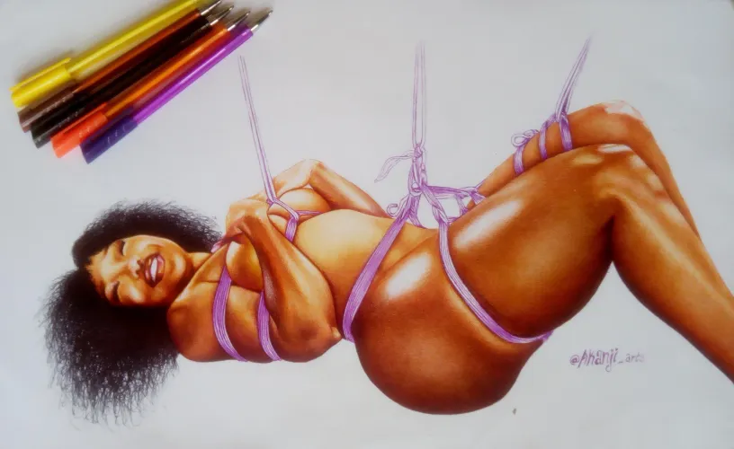 Bondage art done with ballpoint pen on paper