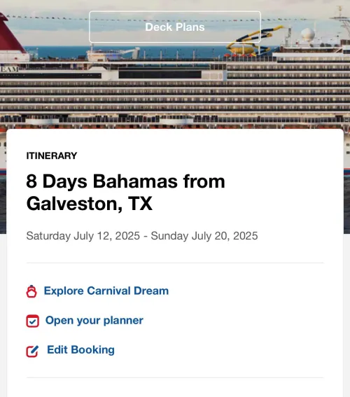 Carnival Dream July 12-20th