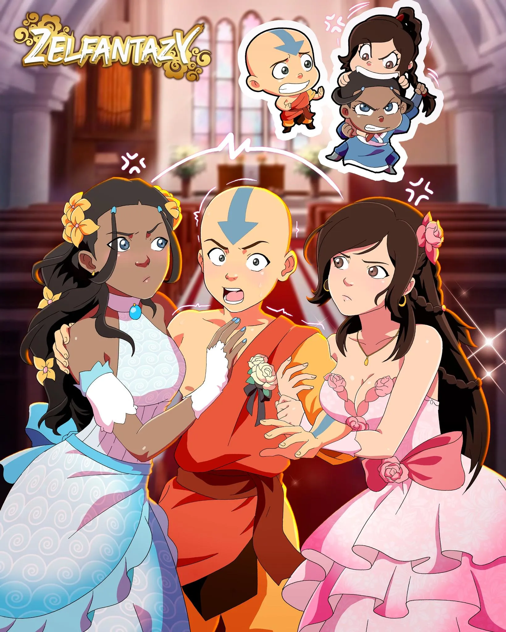 🔥🌊🪨💨What if?💘👰🏻‍♀️Kataang or Tylaang?  I will be attentive to any request for commissions www.instagram.com/zelfantazy