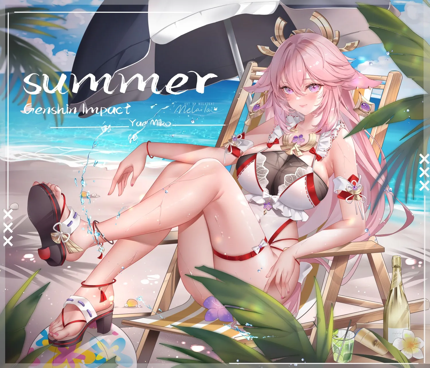 Yae Miko at the beach [Genshin Impact]