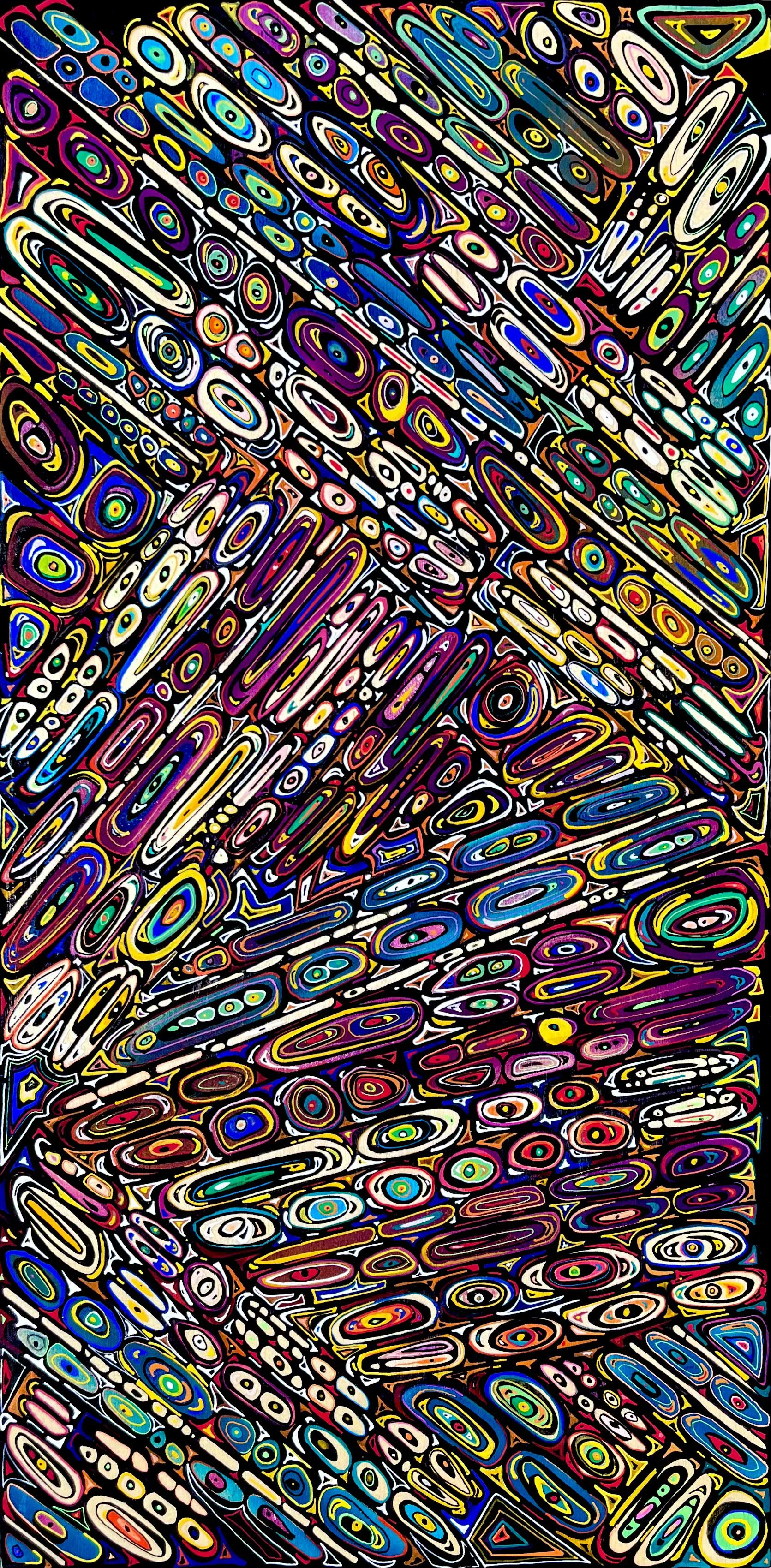 Cartoon Traffic- ink and acrylic painting