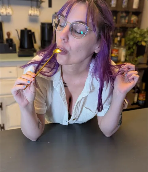 Enjoying something sweet