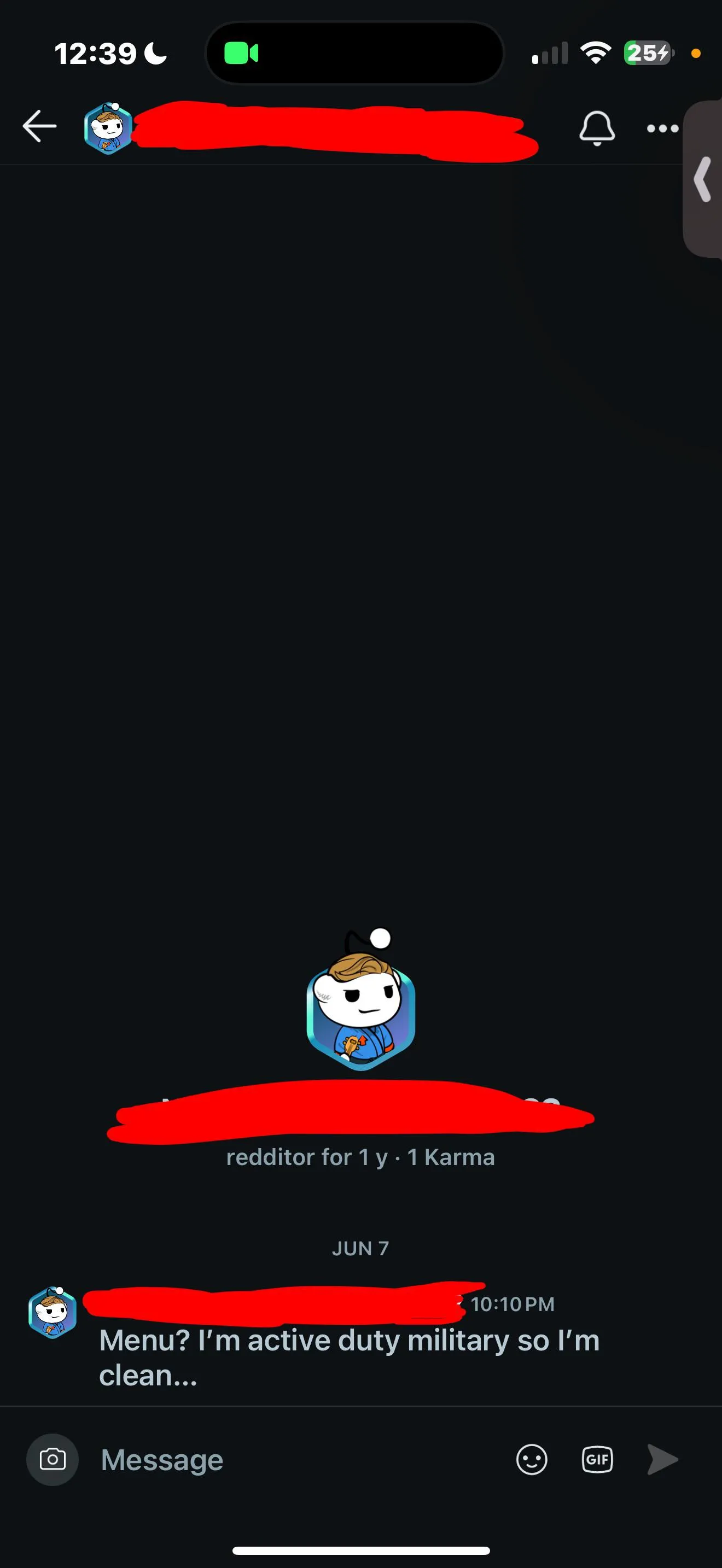 So he thinks he's automatically clean bc he's in the military?