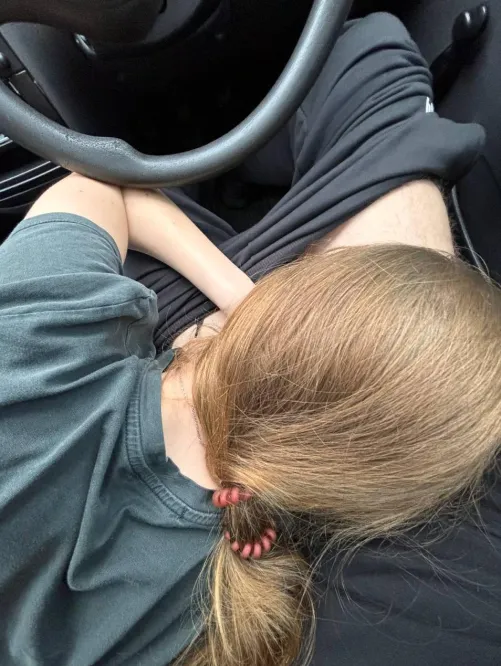 a tender blowjob in an old car