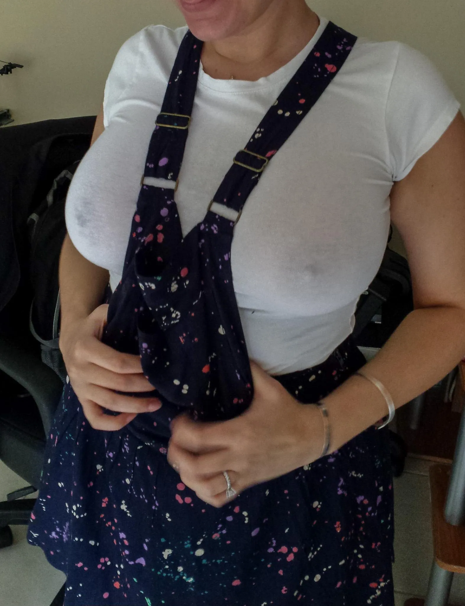 Bra off, waiting for a bold fan to notice