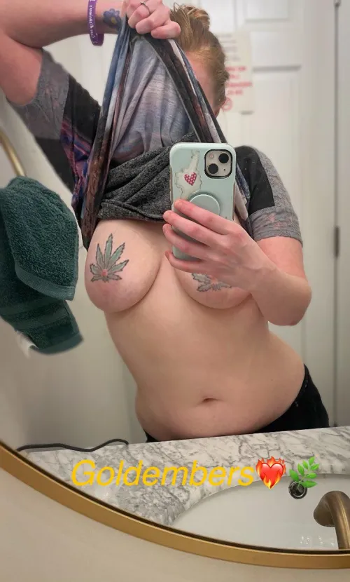 Weed leaf tattooed nipples 5 dollar of