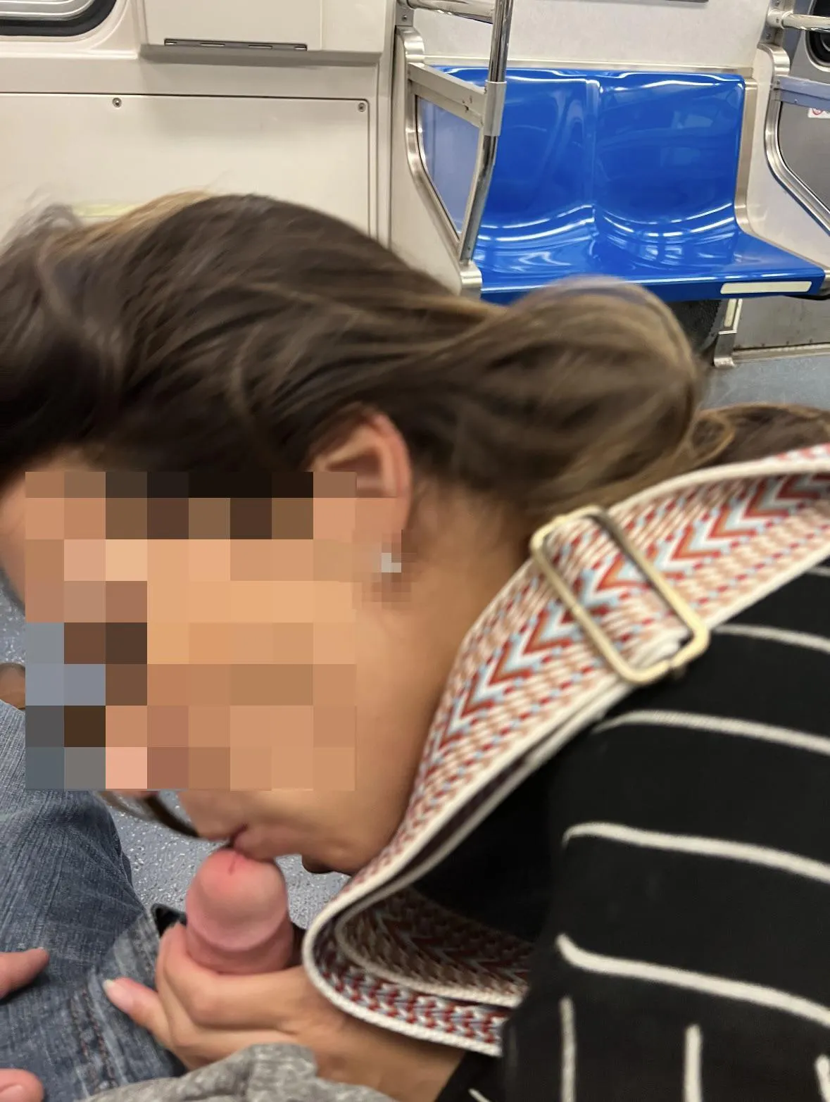 Wife pulled it out and sucked it on the subway train!