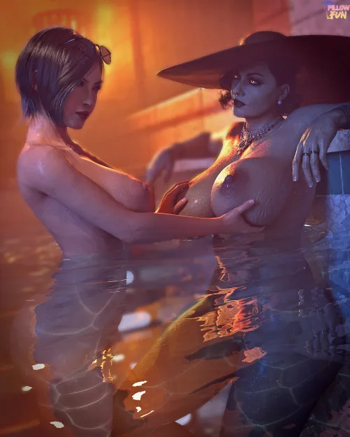 Ada Wong Loving Dimitrescu'so Big Tits (PillowFun)