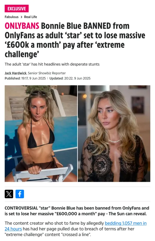 Bonnie Blue Banned From OnlyFans