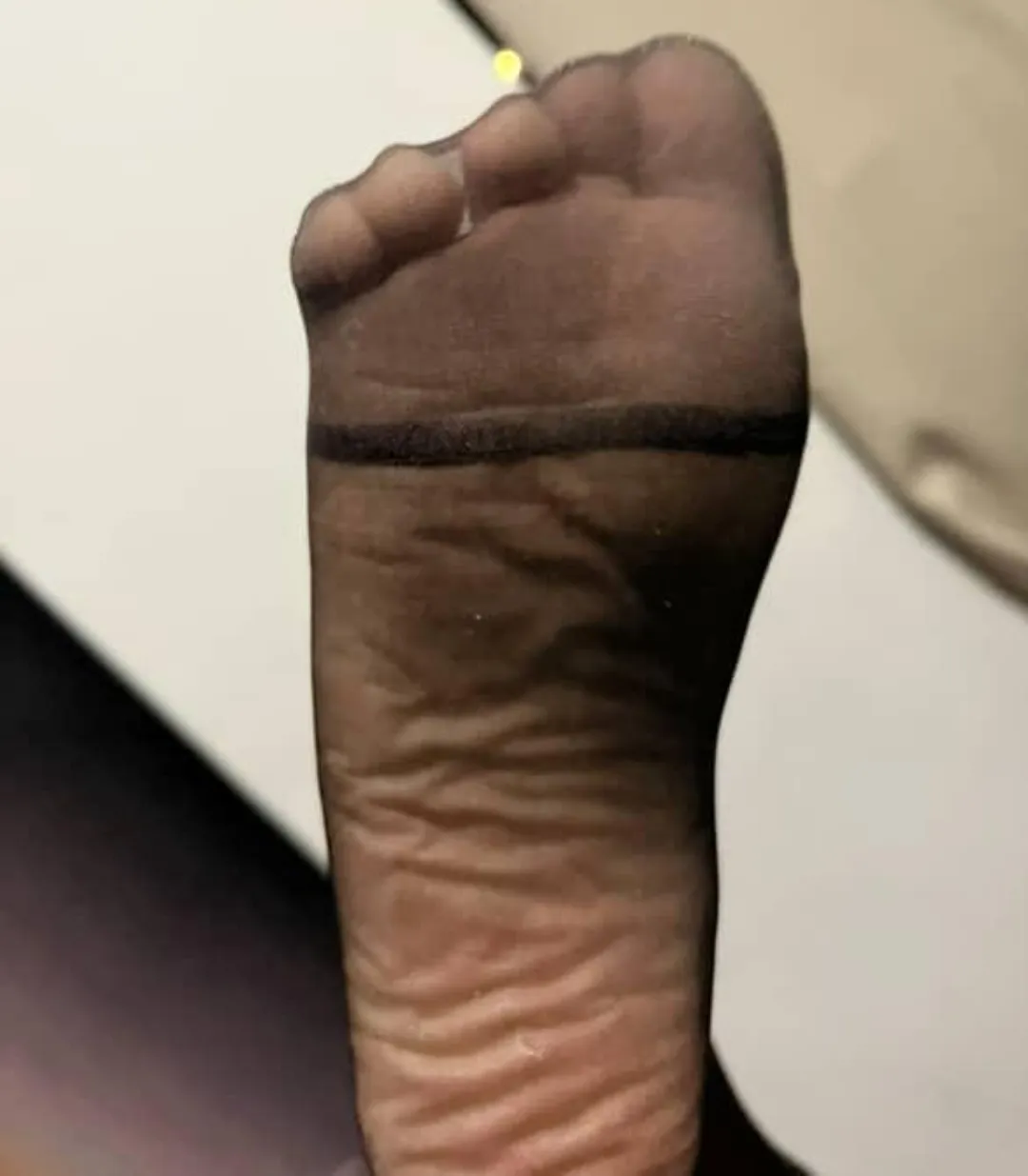 Enjoy these nylon clad soles. After a long work day. What's your next move. Lick, Sniff, Peel