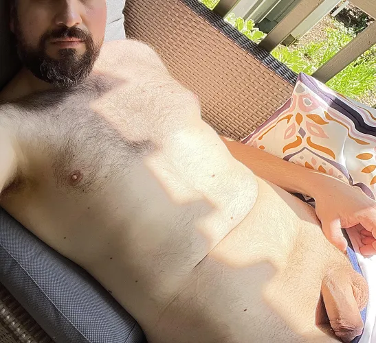 Plenty of vitamin D here for you on my public patio.